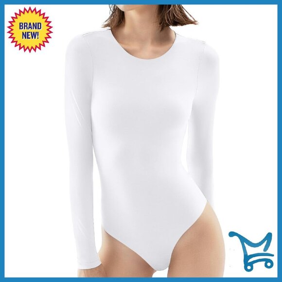 Other - Long Sleeve Crew Neck Bodysuit Second-Skin Fit Snap Closure